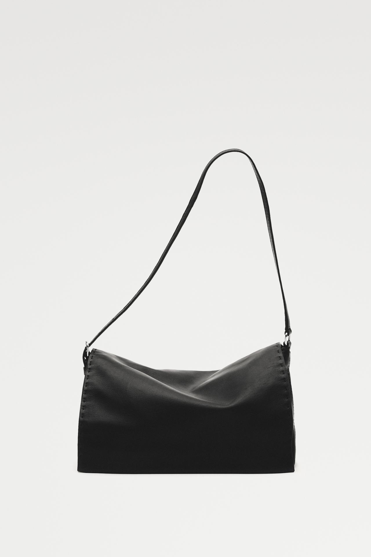Nappa leather mini bag with stitch detail — Black