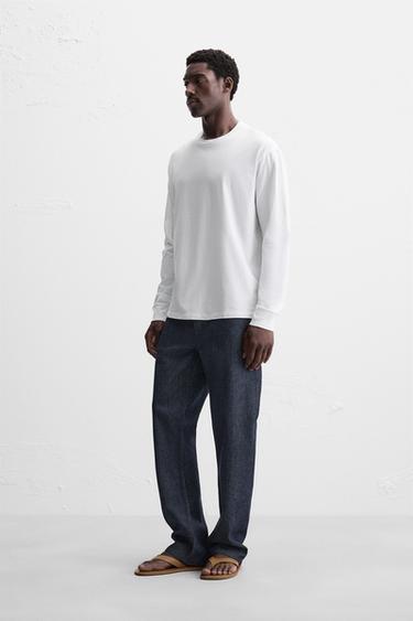 LIGHTWEIGHT LONG SLEEVE T-SHIRT - White by Zara - Image 3
