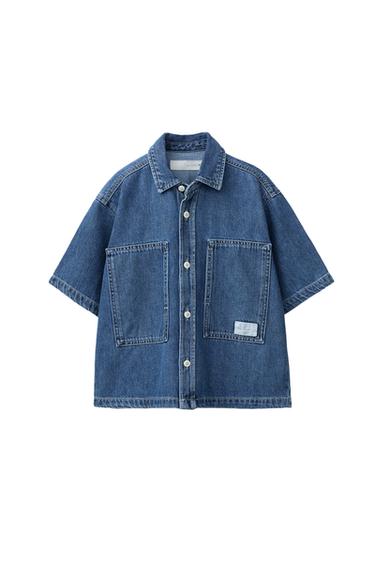 CAMISA DENIM FLUIDA - Azul medio de Zara