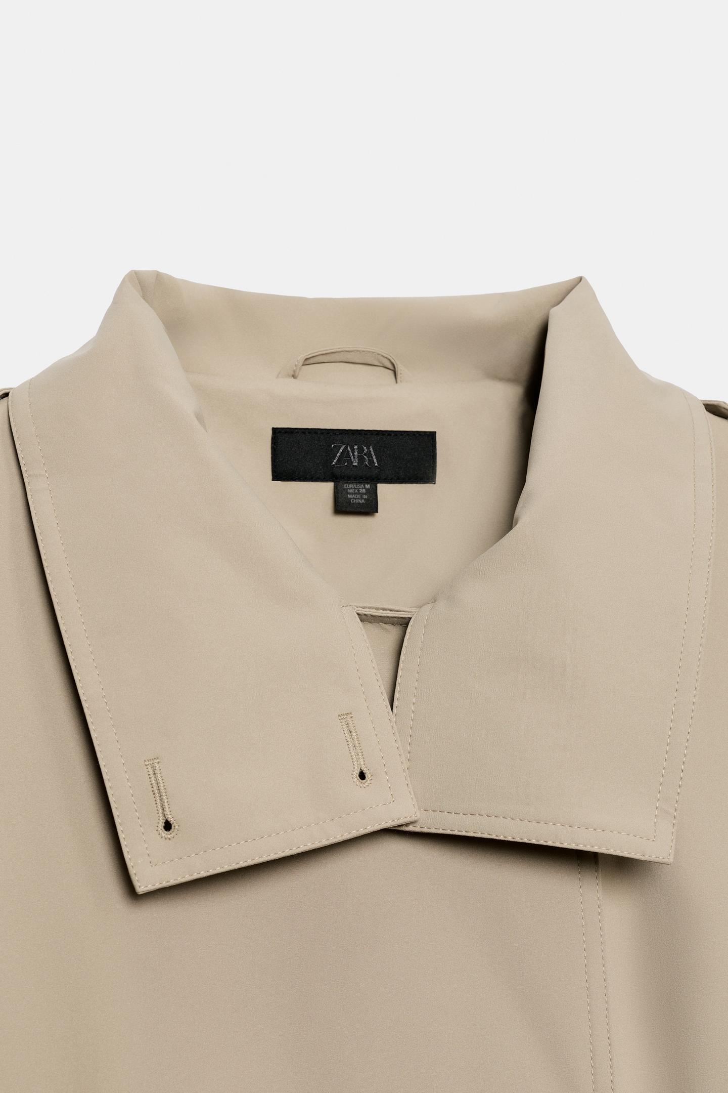 Женское пальто Zara Water-Repellent Windproof Trench, цвет: Серо-коричневый коричневый — фото 12