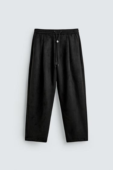 FAUX SUEDE PLEATED TROUSERS - Black by Zara