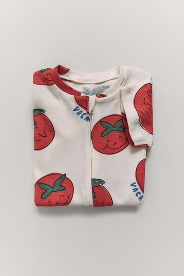 1-18 MESI/ PIGIAMA INTERO CORTO POMODORI - Écru di Zara