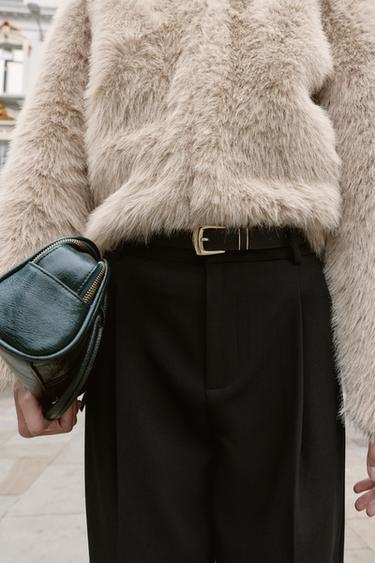 PANTALON À PINCES ET CEINTURE - Noir de Zara - Image 2