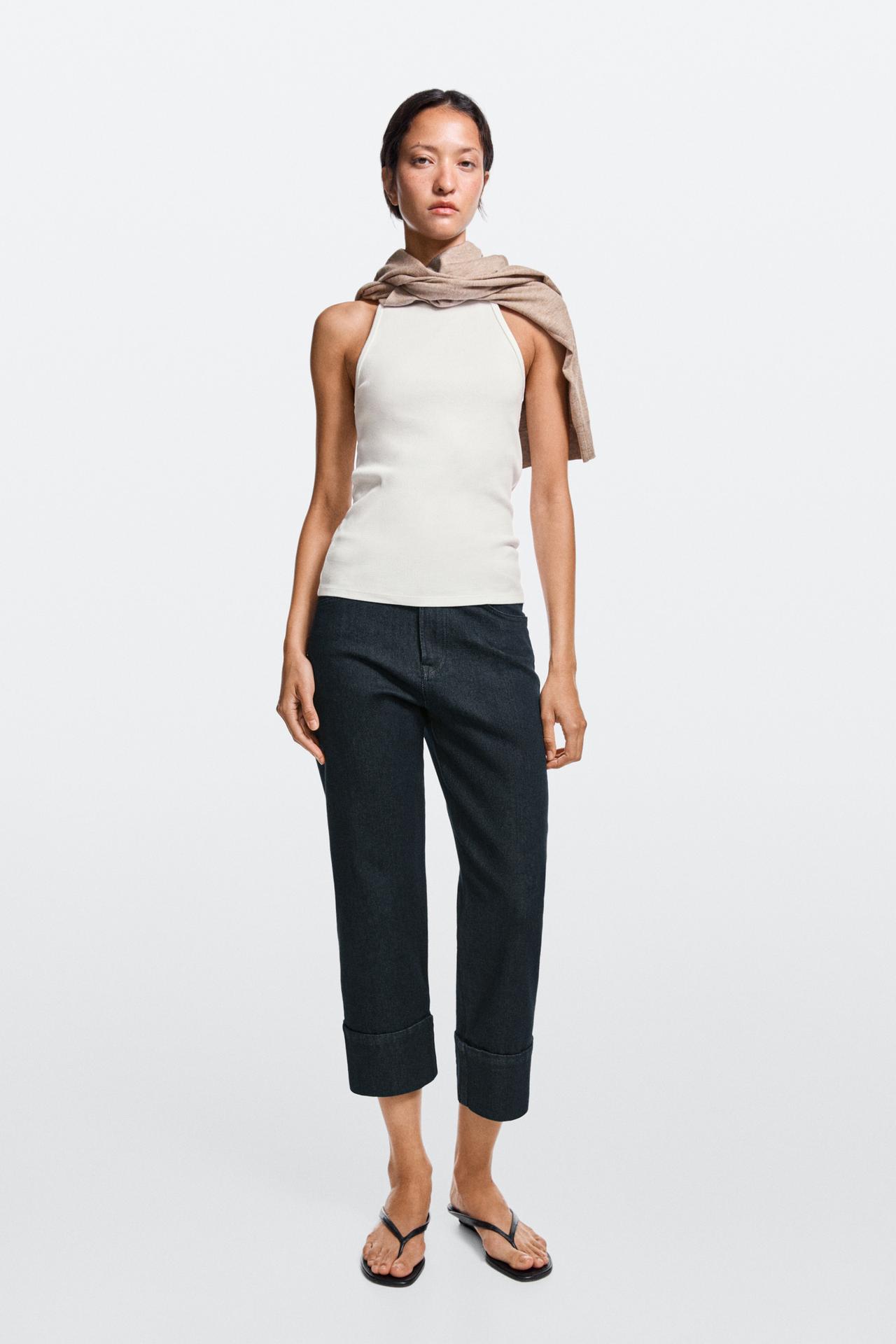 Capri jeans with turn-up hems — Blue