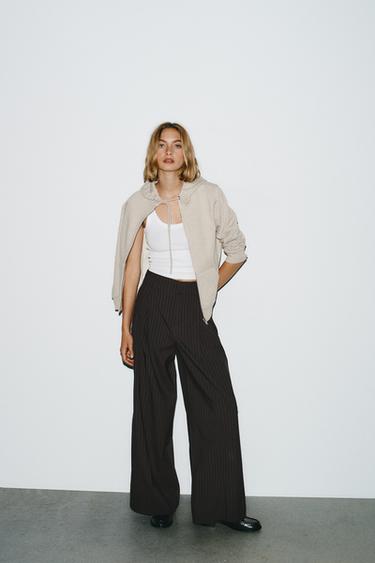 DARTED TROUSERS WITH FLAPS - Brown / Ecru by Zara