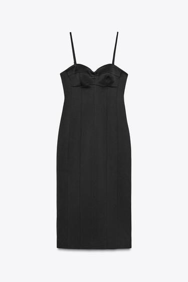 فستان متعدد المواضع بمظهر ساتاني ZW COLLECTION - أسود الخاص بـ Zara