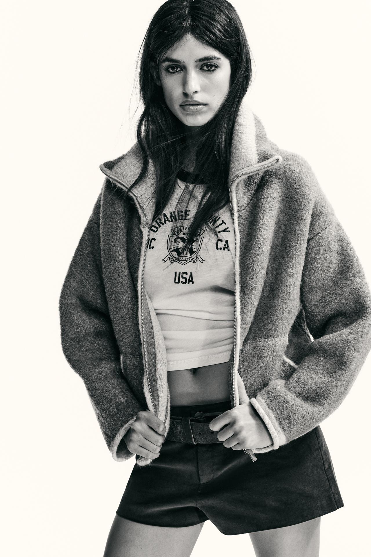 CONTRAST TRIM KNIT CARDIGAN