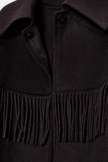 CAPE AVEC LAINE FRANGES - Marron de Zara - Image 7