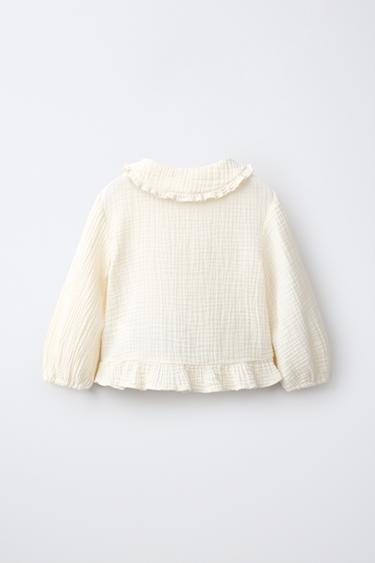 TEXTURED RUFFLE SHIRT — Ecru 2