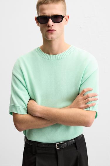 TEXTURED KNIT T-SHIRT - Sea green by Zara - Image 4