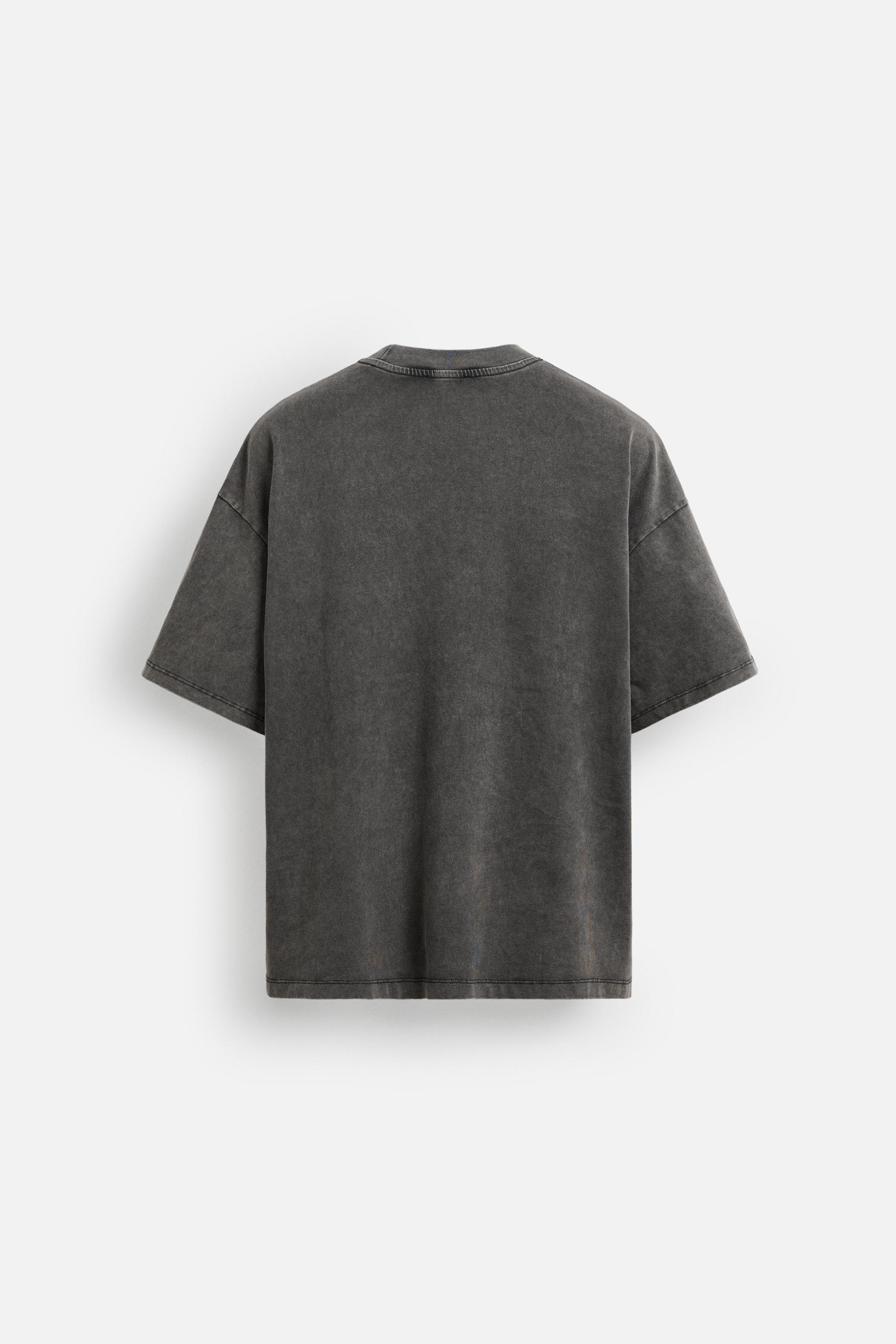 ウォッシュ加工パッチ付きTシャツ - ダークアンソラジット