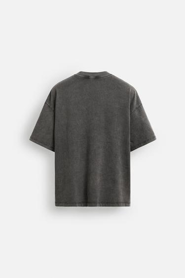 WASHED PATCH T-SHIRT - Dark anthracite by Zara - Image 8