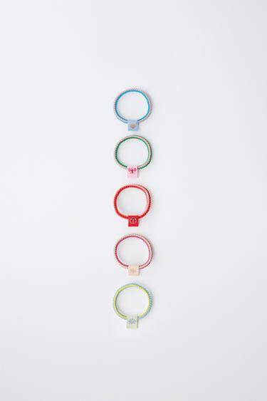 5-PACK OF FLORAL STAMP SCRUNCHIES - Multicoloured by Zara
