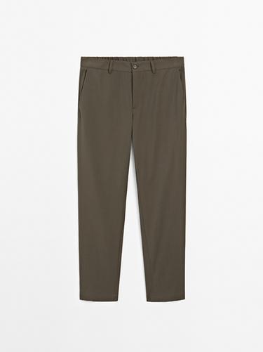 Pantalon laine total look - Kaki foncé de Zara