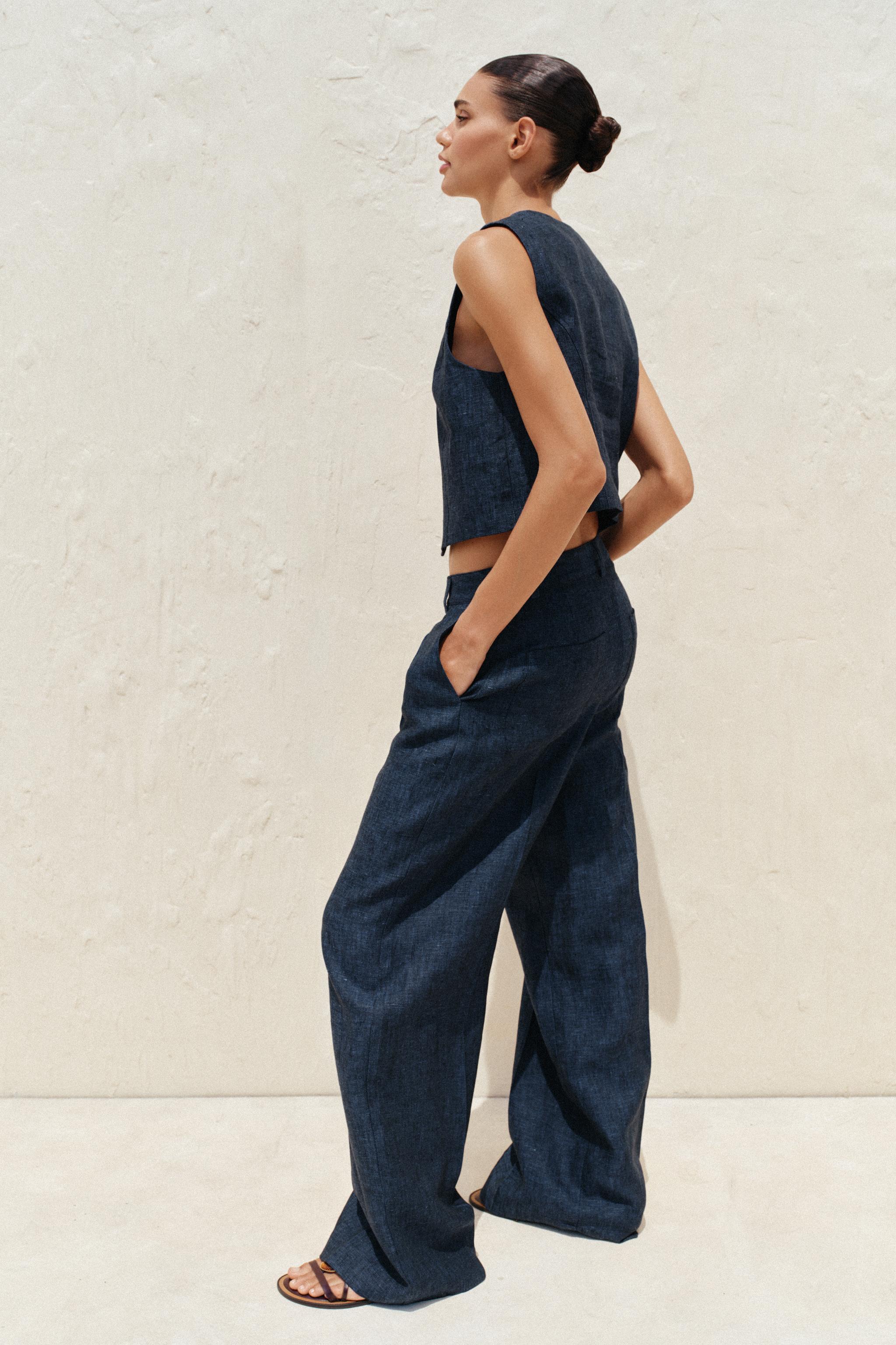 100% LINEN DOUBLE-BREASTED VEST