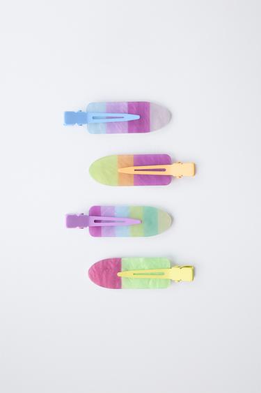 FOUR-PACK OF COLOURED HAIR CLIPS - Multicoloured by Zara