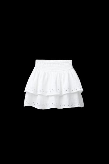 STUDDED RUFFLE BERMUDA SKORT - Oyster-white by Zara - Image 0