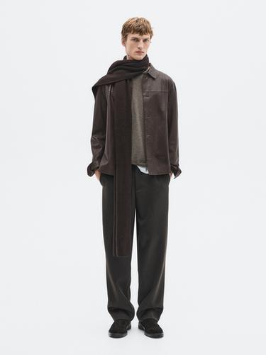 Zara Nappa leather overshirt - LIMITED - Dark brown