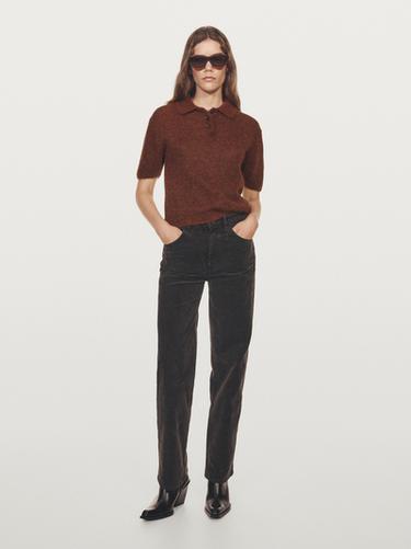 Zara Straight-leg sulphur dye corduroy trousers - Black