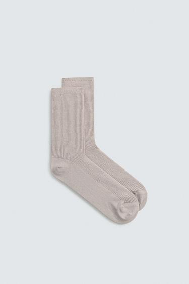 COTTON BLEND RIBBED SOCKS - Blue / Lavender by Zara