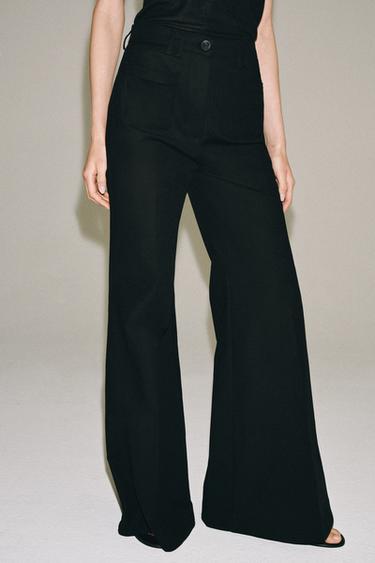Zara ZW COLLECTION FLARE PANTS - Black