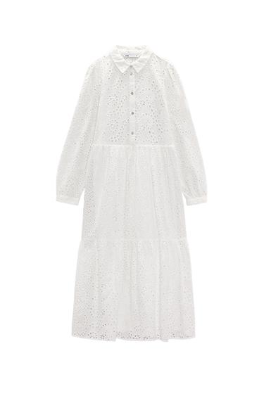OPENWORK EMBROIDERY MIDI DRESS