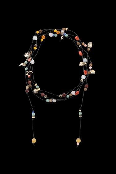 MULTI-WAY CORD NECKLACE WITH BEADS - Black by Zara - Image 0