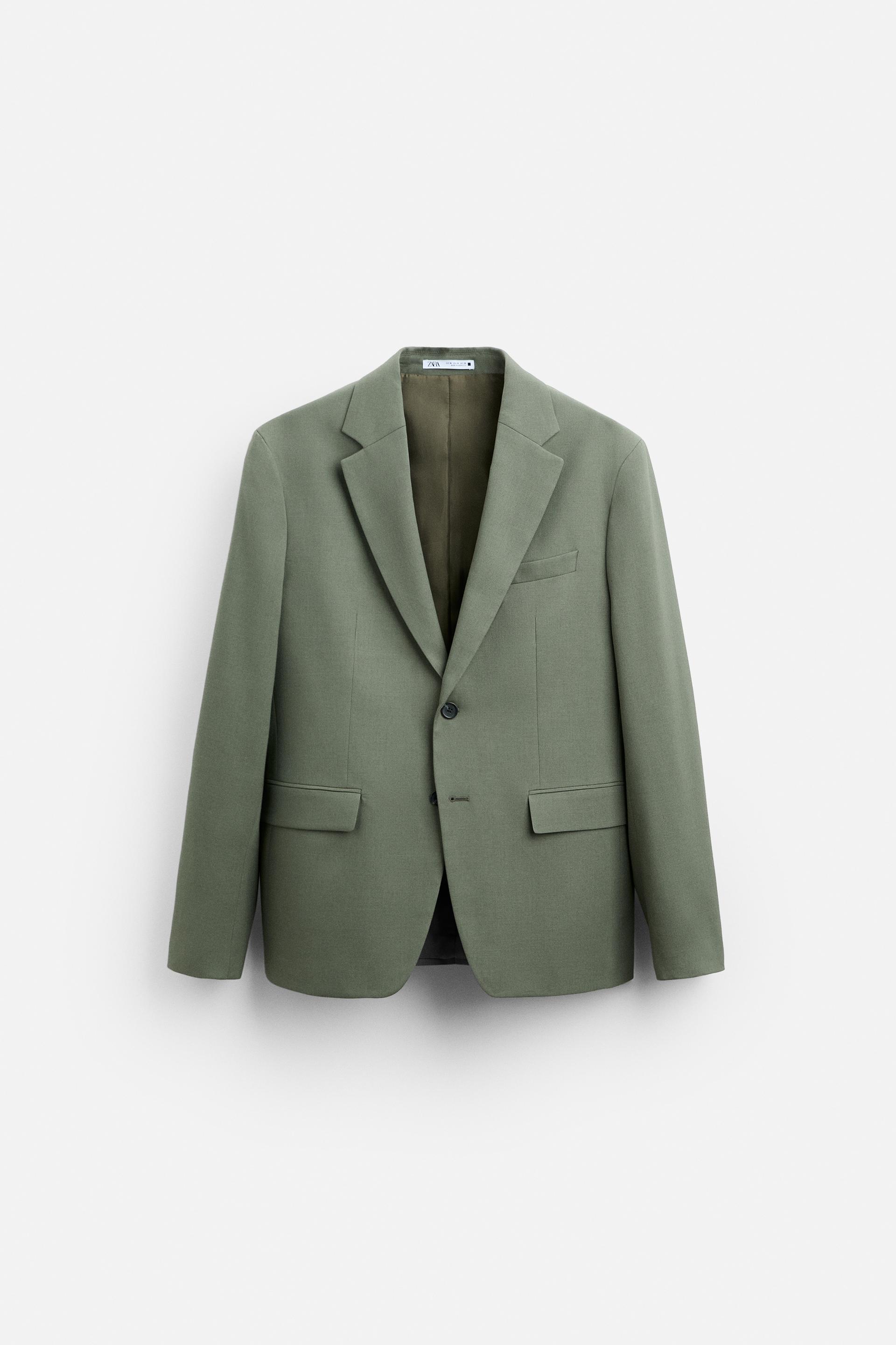 Zara Blazer Traje Estructura En Verde 46 Hombre