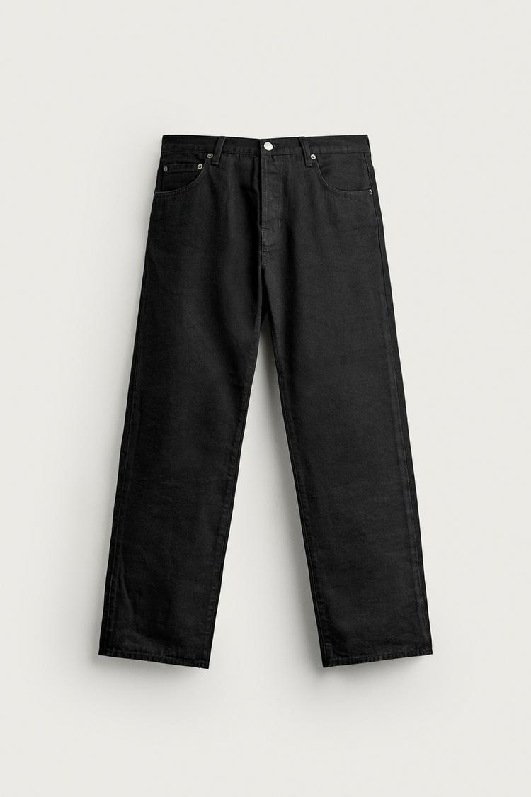 LOW-RISE SLIM STRAIGHT-FIT JEANS — Black