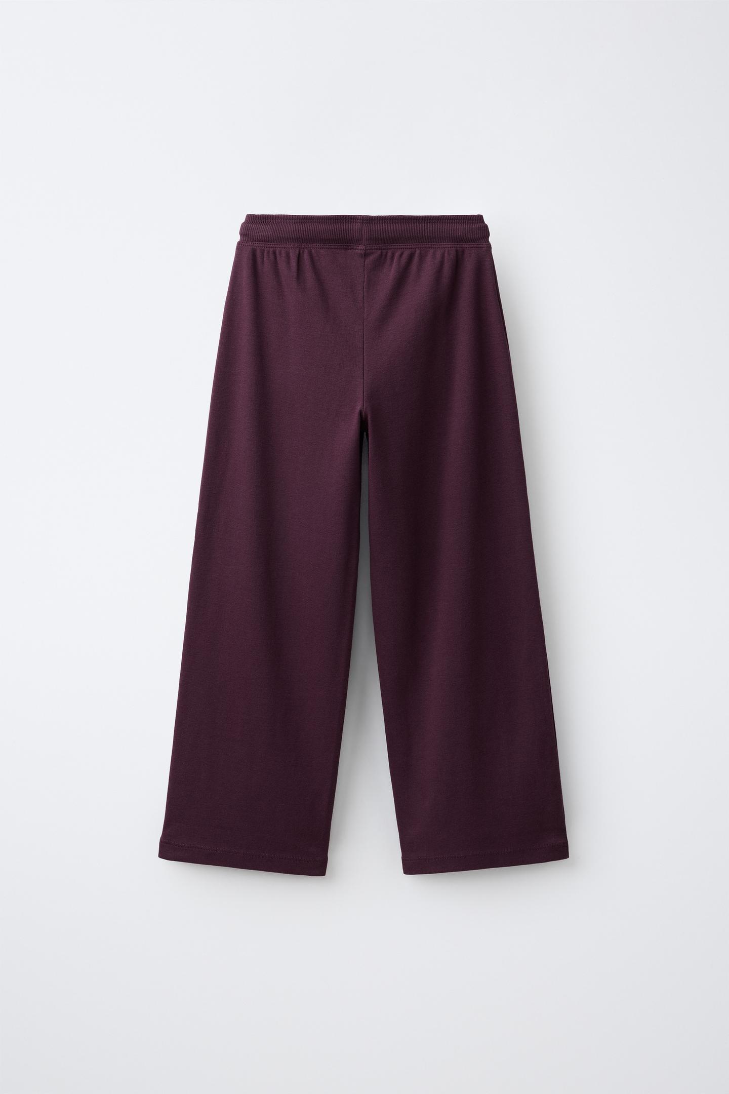 Брюки Zara Wide Leg, цвет: Бордовый — фото 2