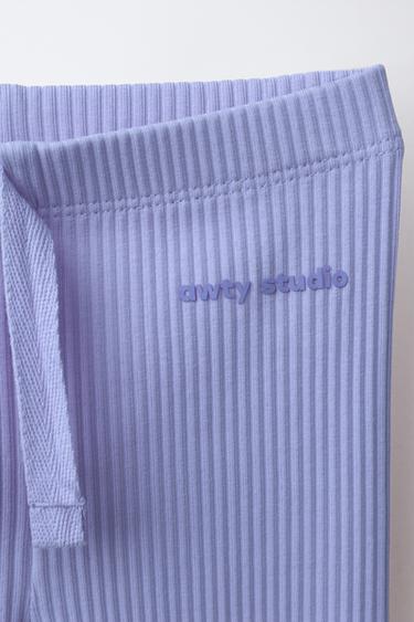 RIBBED LEGGINGS WITH DRAWSTRING - Pastel blue by Zara - Image 2
