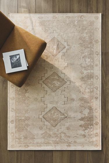 VINTAGE-EFFECT DIAMOND RUG - Ochre by Zara - Image 5