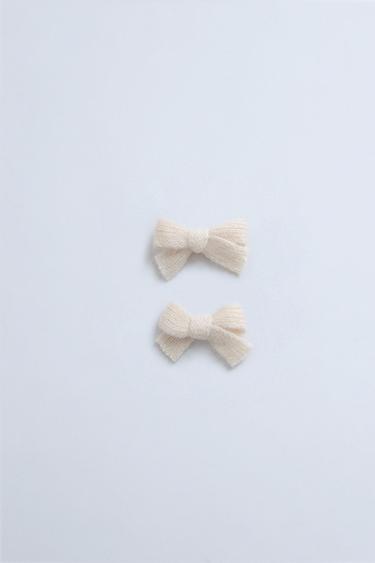 ZARA TIMELESZ - 2-PACK OF KNITTED BOWS - Ecru by Zara