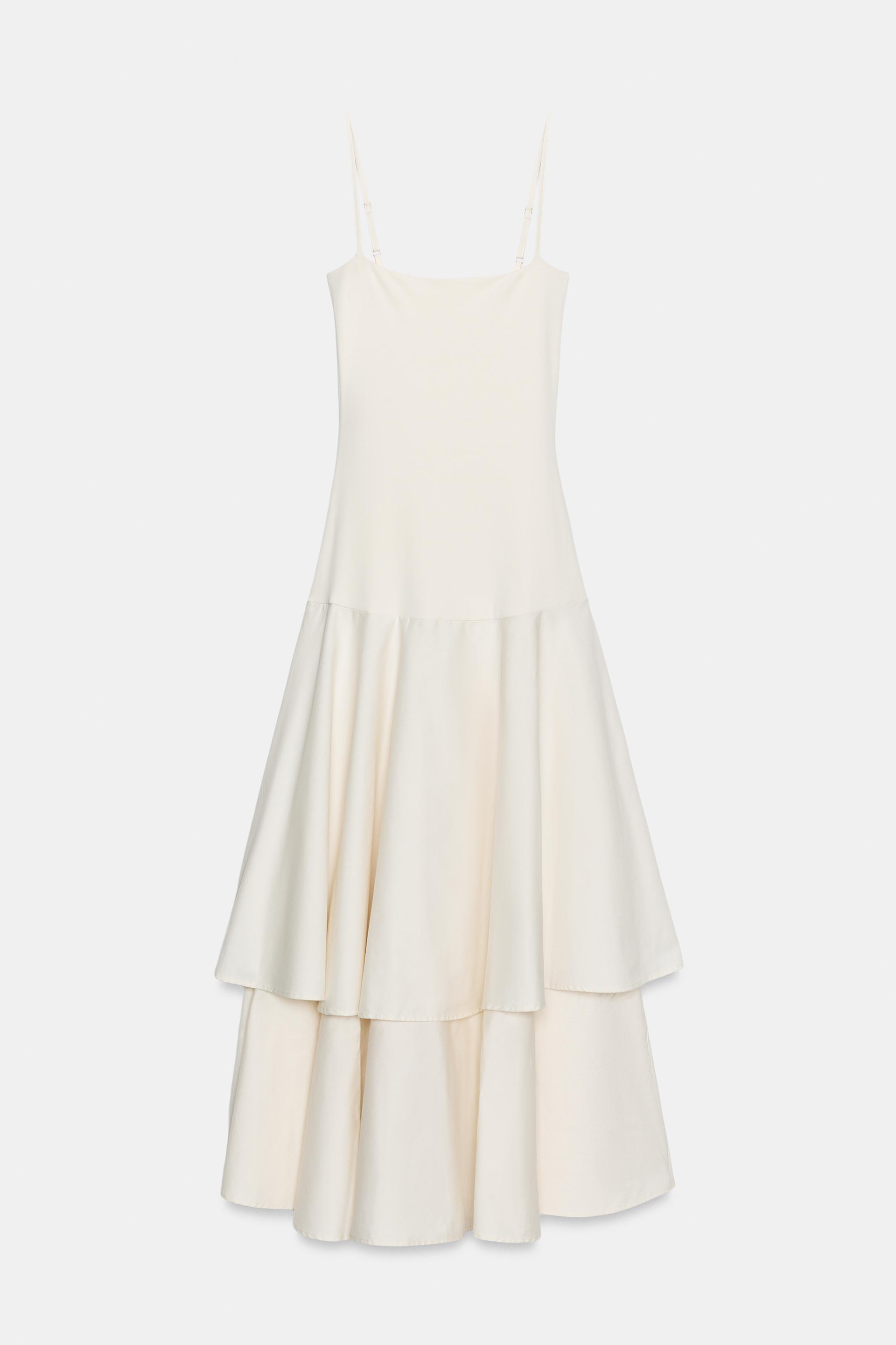 white ruffle dress zara Trafaluc Tank Sleeve with Low Back NWT- Size S Zara ZW Collection Lace Frill