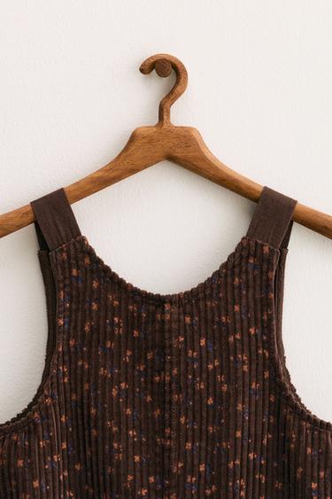 ZARA TIMELESS - ВЕЛЬВЕТОВЫЙ КОМБИНЕЗОН С ЦВЕТОЧНЫМ ПРИНТОМ — КОРИЧНЕВЫЙ от Zara