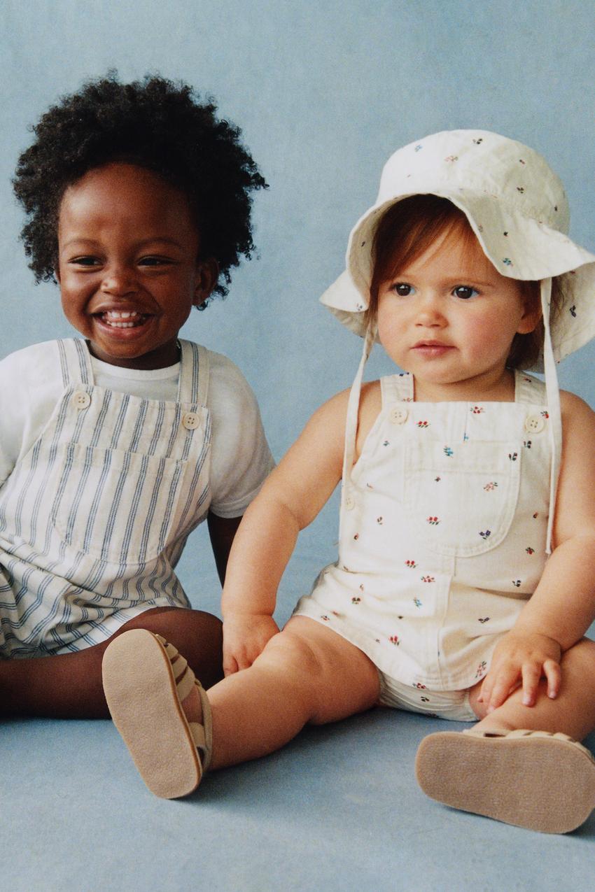EMBROIDERED DENIM PINAFORE DRESS AND BLOOMERS