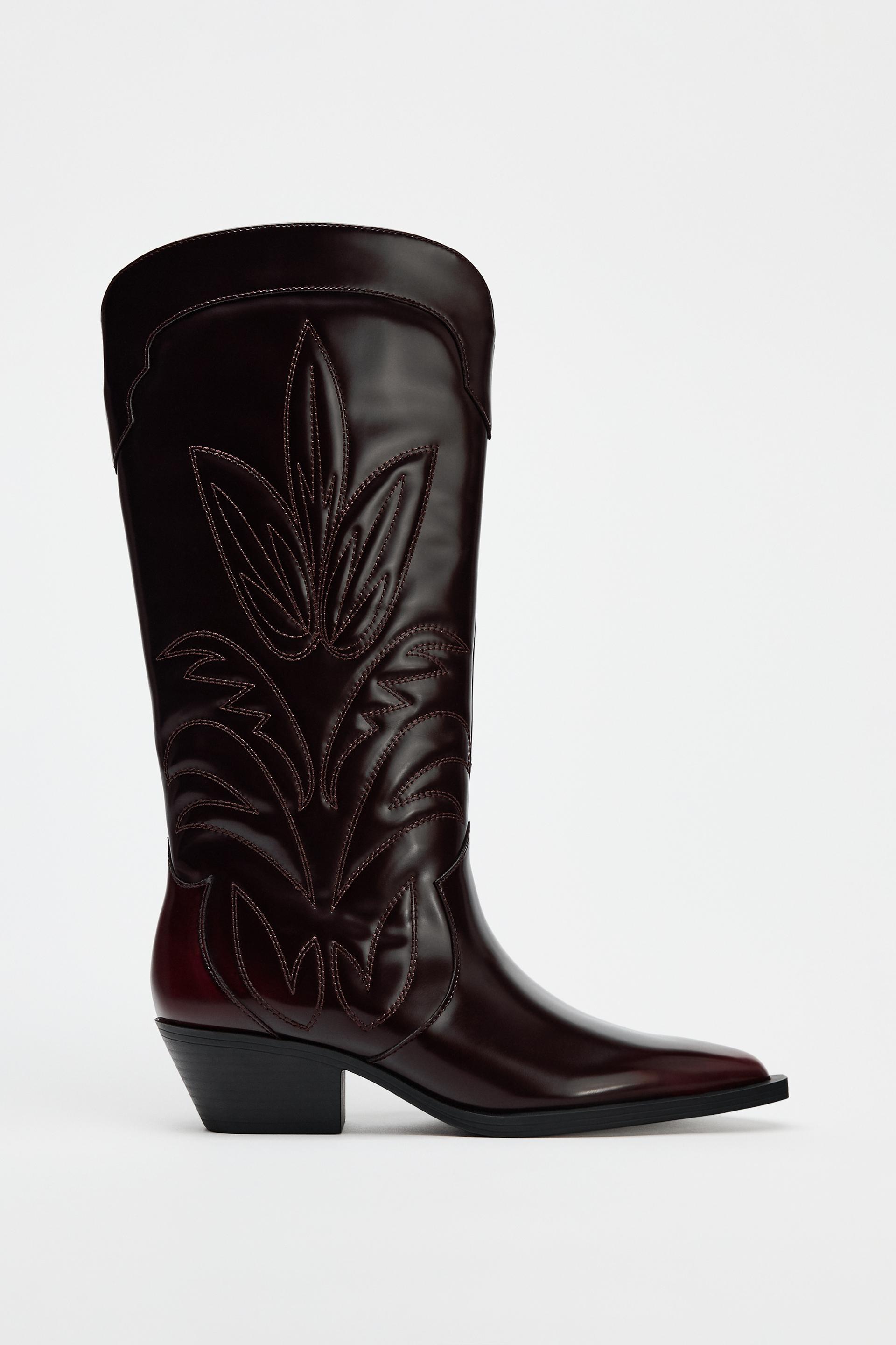 Zara botas cowboy negras fashion