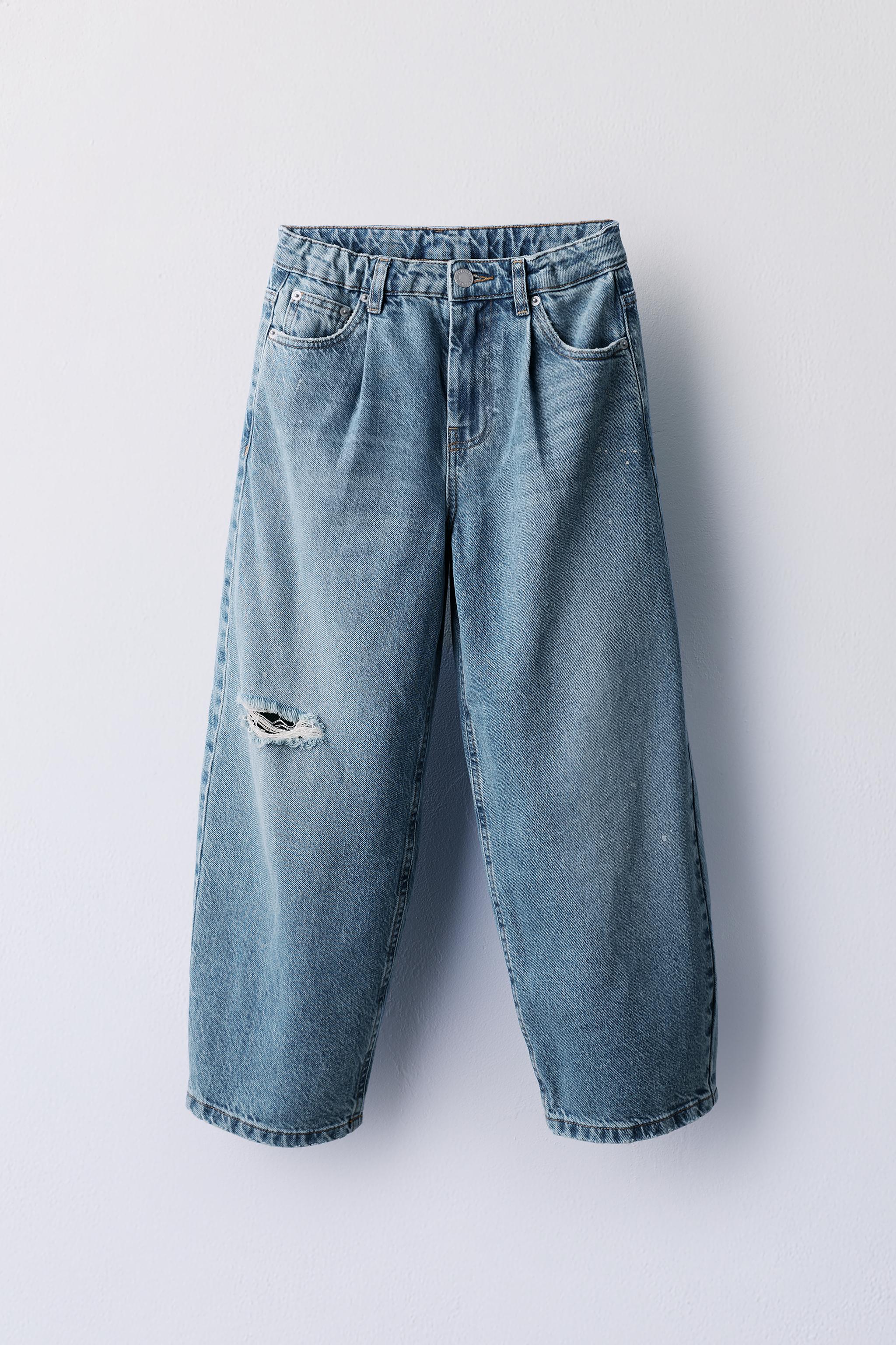 RIPPED BALLOON JEANS — Blue