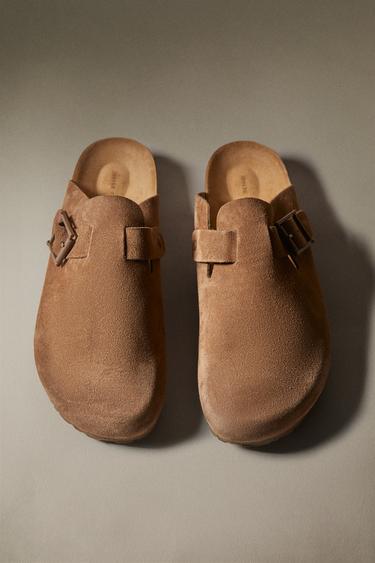 LEATHER CLOGS WITH BUCKLES - Brown by Zara - Image 5