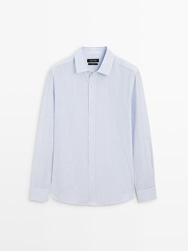 Camisa rayas 100% algodón - Lavanda de Zara
