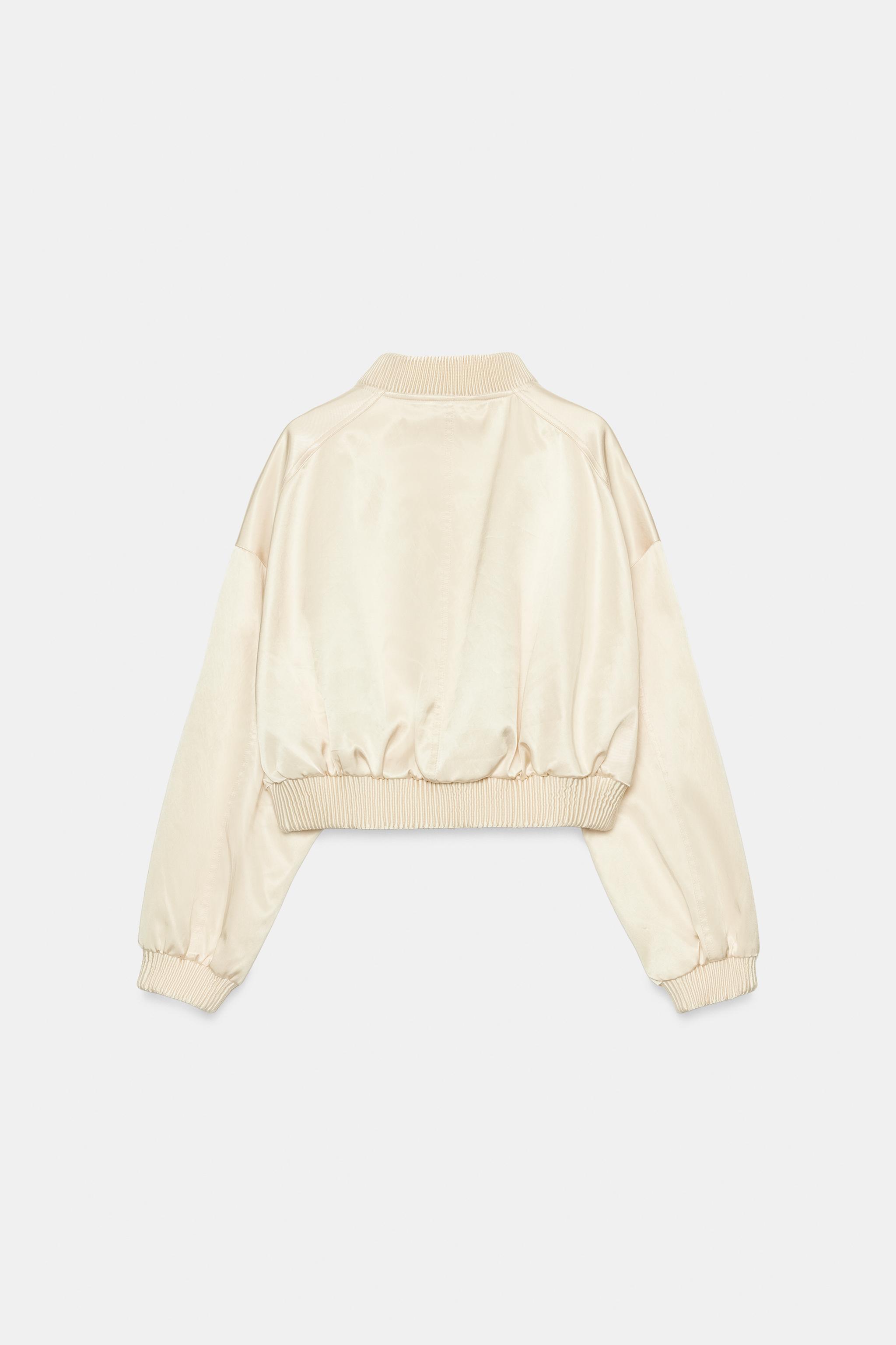 CROPPED SATIN BOMBER JACKET