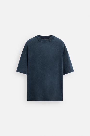 T-SHIRT RELAXED FIT DÉLAVÉ - Bleu / Gris de Zara - Image 6