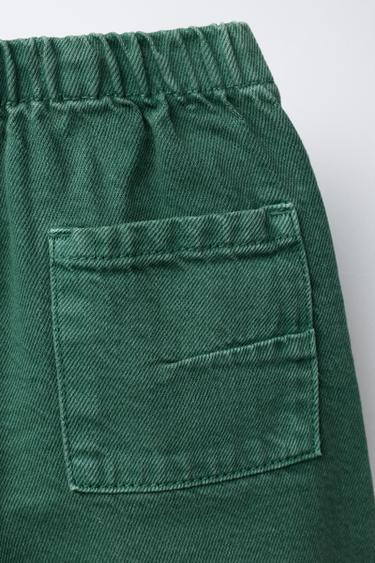PANTALON EN SERGÉ BAGGY - Vert moyen de Zara - Image 3