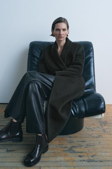 ZW COLLECTION BELTED WOOL COAT - Khaki by Zara