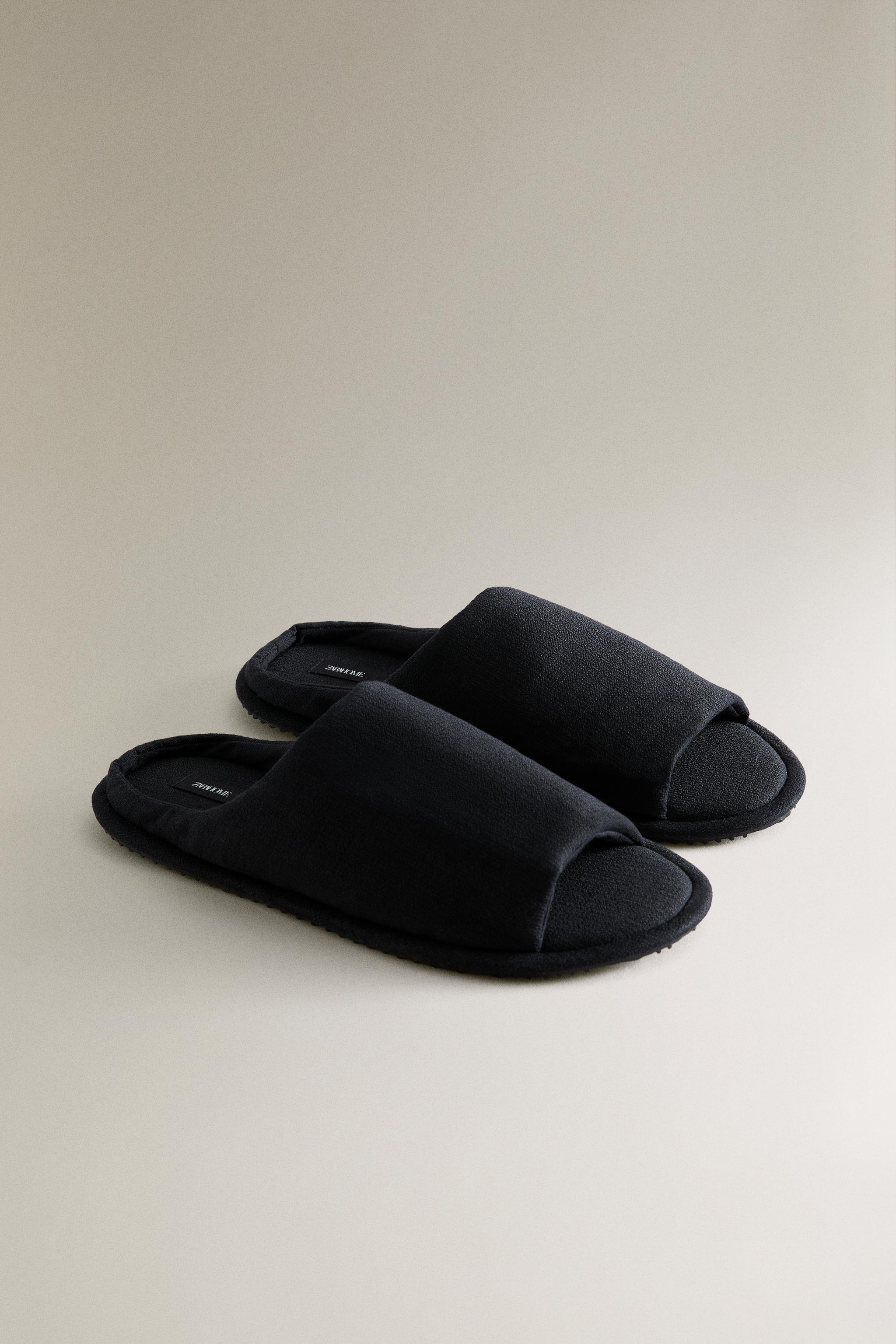OPEN FABRIC SLIPPERS — Navy Blue