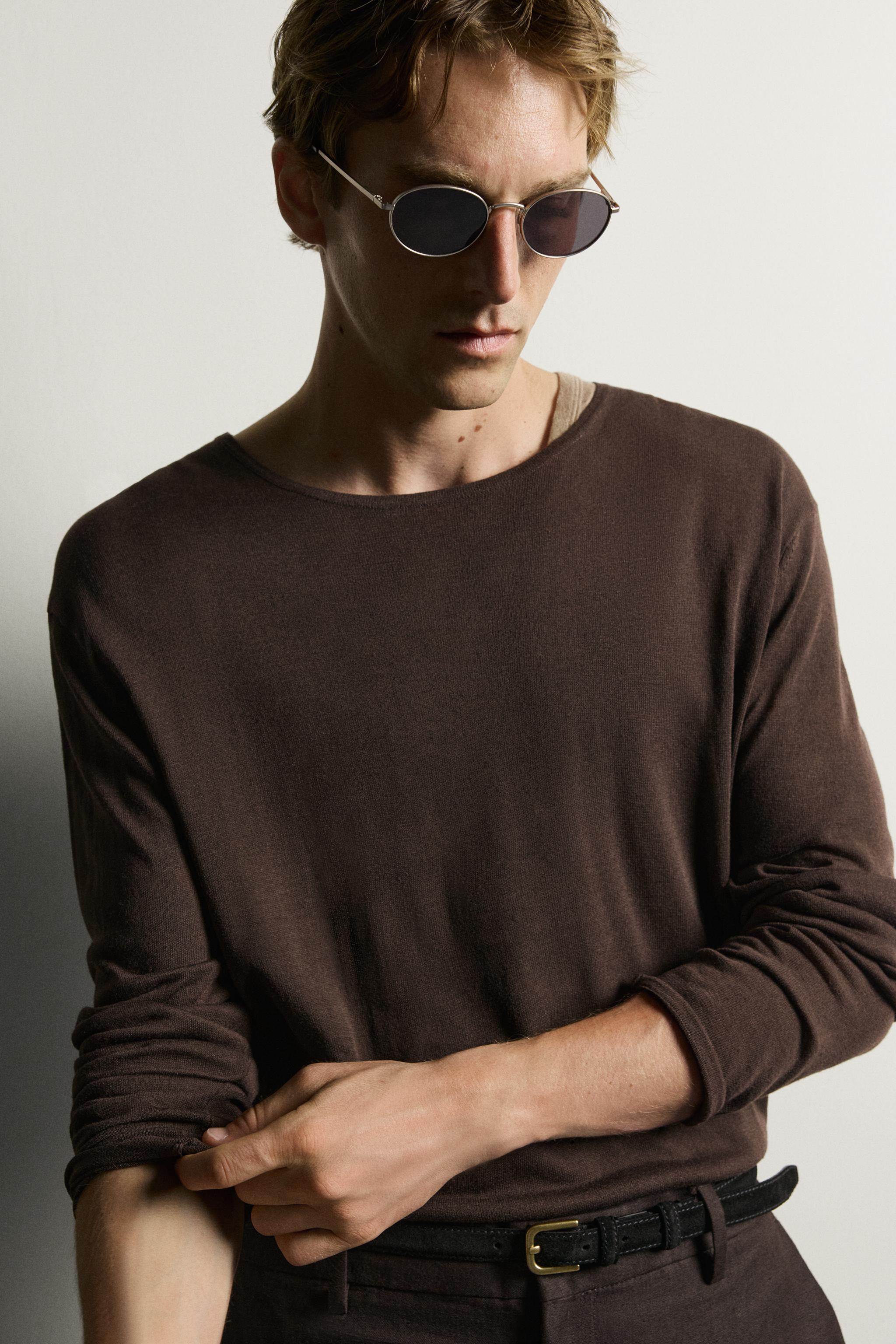 Мужские футболки Zara SEMI-SHEER KNIT T-SHIRT — фото 5