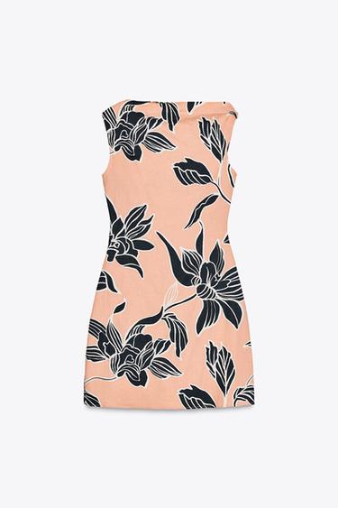 PRINTED LINEN BLEND MINI DRESS - Multicoloured by Zara - Image 4