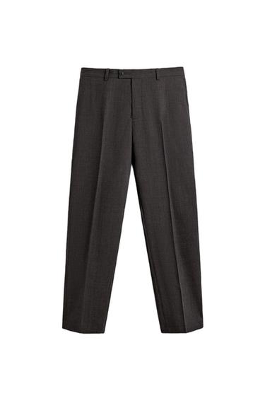 CALÇA DE TERNO 100% LÃ - Marrom-escuro da Zara