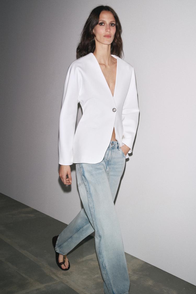 Blazer Beige Misto Lino Giacca Lino Zara Light Blue Zara Blazer