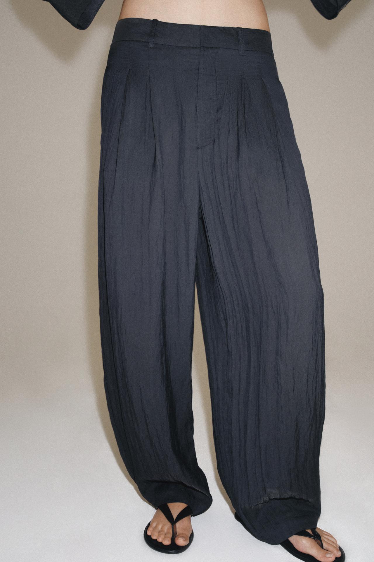 ZW COLLECTION FLUID PLEATED PANTS — Dark gray